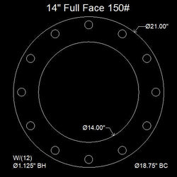14" Full Face Flange Gasket (w/12 Bolt Holes) - 150 Lbs. - 1/16" Thick Viton™