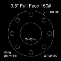 3-1/2" Full Face Flange Gasket (w/8 Bolt Holes) - 150 Lbs. - 1/16" Thick Viton™