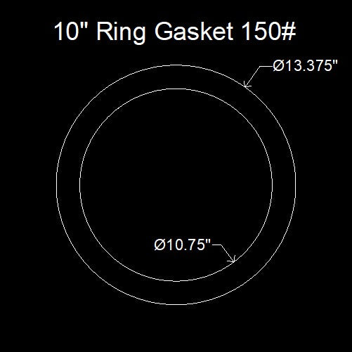 10" Ring Flange Gasket - 150 Lbs. - 1/8" Thick Neoprene
