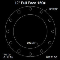 12" Full Face Flange Gasket (w/12 Bolt Holes) - 150 Lbs. - 1/16" Thick Durlon 7925