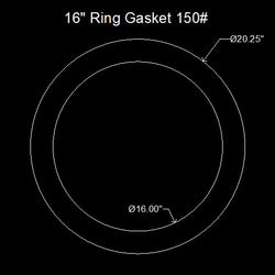 16" Ring Flange Gasket - 150 Lbs. - 1/16" Thick (SBR) Red Rubber