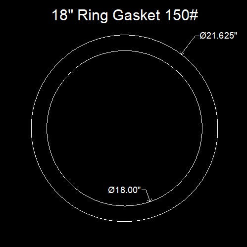 18" Ring Flange Gasket - 150 Lbs. - 1/16" Thick (SBR) Red Rubber