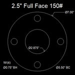 2-1/2" Full Face Flange Gasket (w/4 Bolt Holes) - 150 Lbs. - 1/8" Thick Neoprene