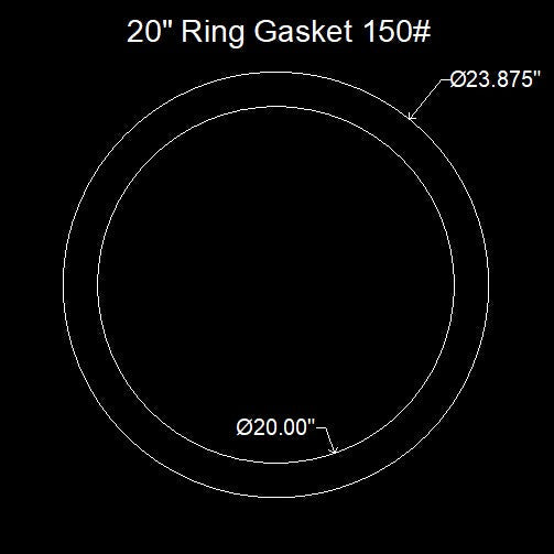 20" Ring Flange Gasket - 150 Lbs. - 1/8" Thick Viton™