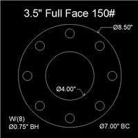 3-1/2" Full Face Flange Gasket (w/8 Bolt Holes) - 150 Lbs. - 1/8" Thick (SBR) Red Rubber