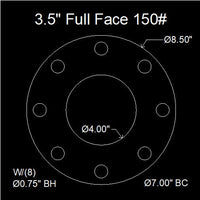 3-1/2" Full Face Flange Gasket (w/8 Bolt Holes) - 150 Lbs. - 1/16" Thick Klingersil® C-4401