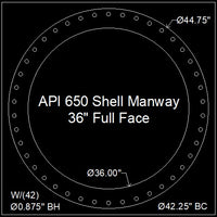 API 650 Shell Manway Gasket 36" Full Face - 1/8" Thick Garlock Blue-Gard 3000