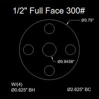1/2" Full Face Flange Gasket (w/8 Bolt Holes) - 300 Lbs. - 1/8" Thick Garlock Blue-Gard 3300