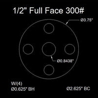1/2" Full Face Flange Gasket (w/8 Bolt Holes) - 300 Lbs. - 1/8" Thick Garlock Blue-Gard 3700