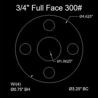 3/4" Full Face Flange Gasket (w/8 Bolt Holes) - 300 Lbs. - 1/8" Thick Garlock Blue-Gard 3000