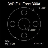3/4" Full Face Flange Gasket (w/8 Bolt Holes) - 300 Lbs. - 1/8" Thick Nitrile (NBR) Buna-N
