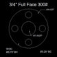 3/4" Full Face Flange Gasket (w/8 Bolt Holes) - 300 Lbs. - 1/8" Thick Nitrile (NBR) Buna-N
