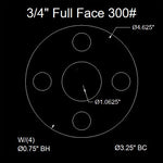 3/4" Full Face Flange Gasket (w/8 Bolt Holes) - 300 Lbs. - 1/8" Thick Garlock Blue-Gard 3300