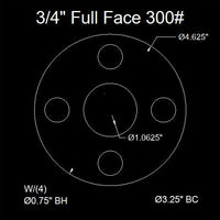 3/4" Full Face Flange Gasket (w/8 Bolt Holes) - 300 Lbs. - 1/8" Thick Garlock Blue-Gard 3300