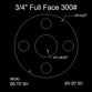 3/4" Full Face Flange Gasket (w/8 Bolt Holes) - 300 Lbs. - 1/8" Thick Garlock Blue-Gard 3300