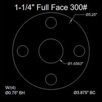 1-1/4" Full Face Flange Gasket (w/4 Bolt Holes) - 300 Lbs. - 1/16" Thick Garlock Blue-Gard 3000