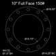 10" Full Face Flange Gasket (w/12 Bolt Holes) - 150 Lbs. - 1/16" Thick Viton™