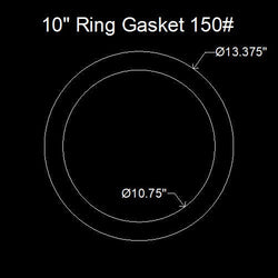 10" Ring Flange Gasket - 150 Lbs. - 1/8" Thick Garlock 700