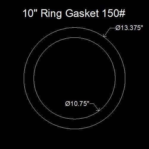 10" Ring Flange Gasket - 150 Lbs. - 1/16" Thick Nitrile (NBR) Buna-N