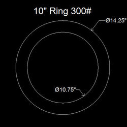 10" Ring Flange Gasket - 300 Lbs. - 1/16" Thick Nitrile (NBR) Buna-N