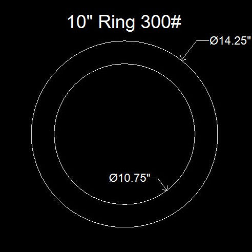 10" Ring Flange Gasket - 300 Lbs. - 1/16" Thick Nitrile (NBR) Buna-N