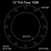 12" Full Face Flange Gasket (w/4 Bolt Holes) - 150 Lbs. - 1/8" Thick Garlock GYLON® Style 3510
