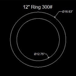 12" Ring Flange Gasket - 300 Lbs. - 1/16" Thick Nitrile (NBR) Buna-N