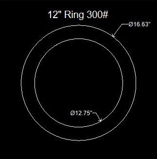 12" Ring Flange Gasket - 300 Lbs. - 1/16" Thick Nitrile (NBR) Buna-N
