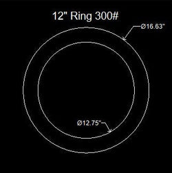 12" Ring Flange Gasket - 300 Lbs. - 1/8" Thick Nitrile (NBR) Buna-N