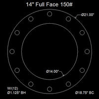 14" Full Face Flange Gasket (w/12 Bolt Holes) - 150 Lbs. - 1/16" Thick Viton™
