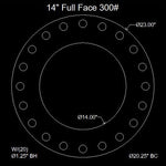 14" Full Face Flange Gasket (w/20 Bolt Holes) - 300 Lbs. - 1/8" Thick Garlock Blue-Gard 3700