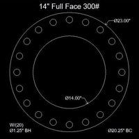 14" Full Face Flange Gasket (w/20 Bolt Holes) - 300 Lbs. - 1/8" Thick Garlock Blue-Gard 3700