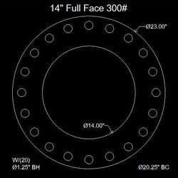 14" Full Face Flange Gasket (w/20 Bolt Holes) - 300 Lbs. - 1/8" Thick Garlock Blue-Gard 3700