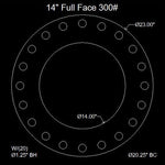 14" Full Face Flange Gasket (w/20 Bolt Holes) - 300 Lbs. - 1/16" Thick Garlock Blue-Gard 3700