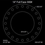 14" Full Face Flange Gasket (w/20 Bolt Holes) - 300 Lbs. - 1/8" Thick Garlock Blue-Gard 3300