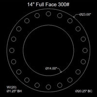 14" Full Face Flange Gasket (w/20 Bolt Holes) - 300 Lbs. - 1/8" Thick Garlock Blue-Gard 3300
