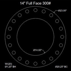 14" Full Face Flange Gasket (w/20 Bolt Holes) - 300 Lbs. - 1/8" Thick Garlock Blue-Gard 3300