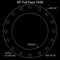 16" Full Face Flange Gasket (w/16 Bolt Holes) - 150 Lbs. - 1/8" Thick Durlon HT1000 L316
