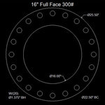 16" Full Face Flange Gasket (w/20 Bolt Holes) - 300 Lbs. - 1/8" Thick Garlock GYLON® Style 3500