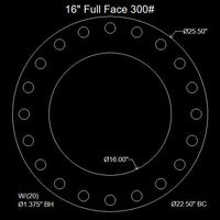16" Full Face Flange Gasket (w/20 Bolt Holes) - 300 Lbs. - 1/8" Thick Garlock Blue-Gard 3300