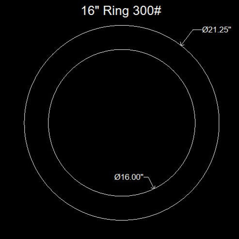 16" Ring Flange Gasket - 300 Lbs. - 1/16" Thick (70 Duro) Neoprene