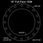 18" Full Face Flange Gasket (w/16 Bolt Holes) - 150 Lbs. - 1/16" Thick Nitrile (NBR) Buna-N