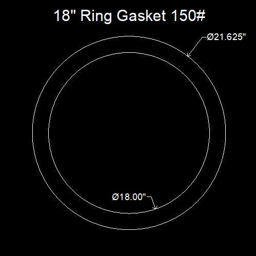 18" Ring Flange Gasket - 150 Lbs. - 1/16" Thick Nitrile (NBR) Buna-N