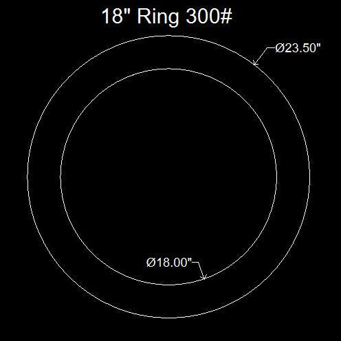 18" Ring Flange Gasket - 300 Lbs. - 1/8" Thick (60 Duro) Neoprene