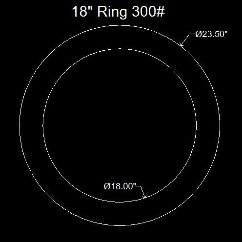 18" Ring Flange Gasket - 300 Lbs. - 1/16" Thick Nitrile (NBR) Buna-N