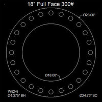 18" Full Face Flange Gasket (w/20 Bolt Holes) - 300 Lbs. - 1/8" Thick Garlock Blue-Gard 3300