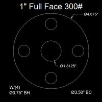 1" Full Face Flange Gasket (w/8 Bolt Holes) - 300 Lbs. - 1/16" Thick Garlock Blue-Gard 3700