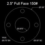 2-1/2" Full Face Flange Gasket (w/4 Bolt Holes) - 150 Lbs. - 1/16" Thick Nitrile (NBR) Buna-N