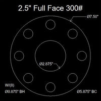 2-1/2" Full Face Flange Gasket (w/8 Bolt Holes) - 300 Lbs. - 1/8" Thick Garlock Blue-Gard 3300