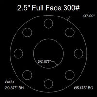 2-1/2" Full Face Flange Gasket (w/8 Bolt Holes) - 300 Lbs. - 1/8" Thick Nitrile (NBR) Buna-N